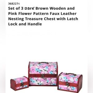 #23 Wooden & Pink Flower Pattern Nesting Boxes NWOT